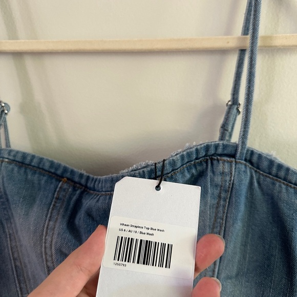 Princess Polly Vihaan Top Blue Wash - New With Tags - Picture 10 of 11